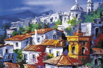 Afbeelding van Roberto di Viccaro - Paesaggio dell Nord - Afm. 50x60 cm