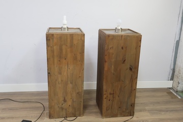 Afbeelding van Set van 2 Hout Vloerlampen, Zuilen'