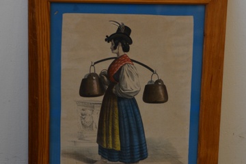 Afbeelding van Gekleurde prent van een waterdraagster uit Venetië, 1844.