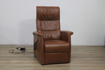 Afbeelding van Elektrisch Verstelbare Fauteuil van Bruin Leer