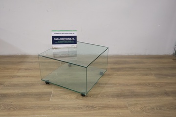Afbeelding van Vierkante Glazen Salontafel op Wieltjes''
