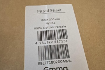 Afbeelding van Hoeslaken 180X200 Wit 100% katoen Percale