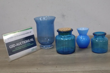 Afbeelding van Set van 4 Stuks Blauw Decoratief Glaswerk''
