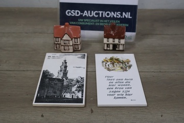 Afbeelding van Decoratieve tegels en huisjes 4 stuks