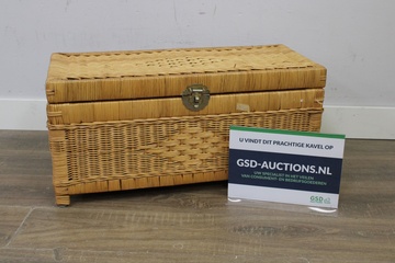 Afbeelding van Vintage Rieten Opbergkist