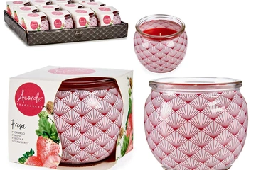 Afbeelding van Aardbei glazen pot geurkaars 3 stuks