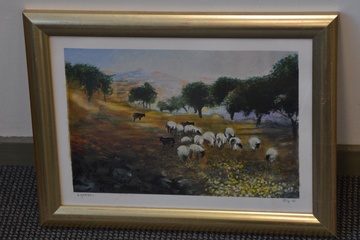 Afbeelding van Krijttekening van E. Grebel: Vee in het veld