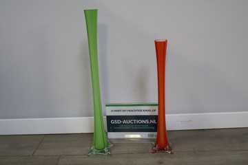 Afbeelding van Hoge Rood & Groene Glazen Vazen