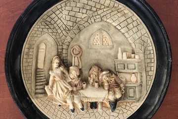Afbeelding van Met de hand vervaardigde gipsen schilderij muurbord met afbeelding van herbergtaferelen