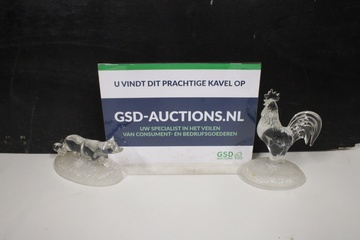 Afbeelding van Set van 2 Vintage Cristal d'Arques Haan- & Vossenbeeldje