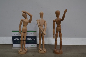 Afbeelding van Set van drie houten tekenpoppen