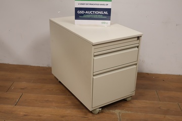 Afbeelding van Beige metalen ladeblok op wielen