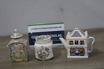 Afbeelding van Set van 2 Porseleinen Suikerpotjes & 1 Theehuisje