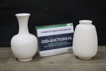 Afbeelding van Set van 2 Witte Porseleinen Vazen