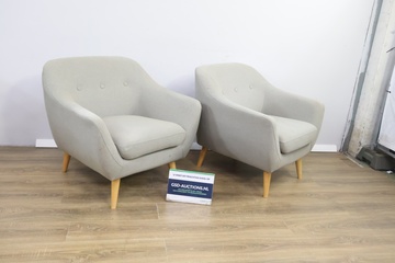 Afbeelding van Set van 2 Moderne Grijzen Fauteuils