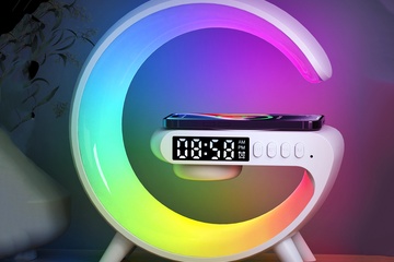 Afbeelding van Multifunctionele wekker - met speaker, led verlichting en oplaadstation