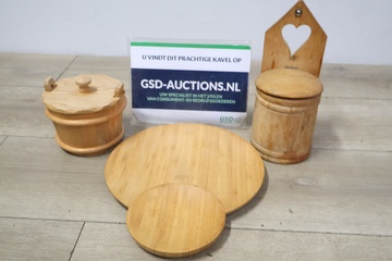 Afbeelding van Houten potjes met deksel 2 stuks en dienblad''