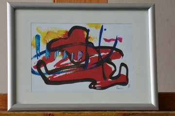 Afbeelding van Ingelijst schilderij van K.vd Gaast: 'Abstract'.