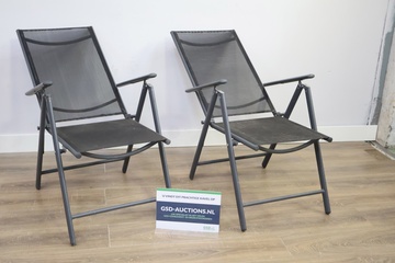 Afbeelding van Set van 2 Zwart Verstelbare Tuinstoelen