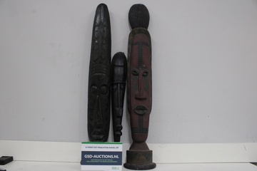 Afbeelding van Set van 3 Handgesneden Afrikaanse Maskers