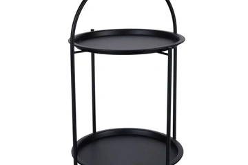 Afbeelding van Home and Styling Bijzettafel 2 laags - 40x66cm -metaal zwart
