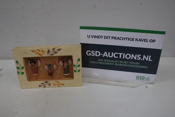 Afbeelding van Set van 3 Handgemaakte Houten Engeltjes