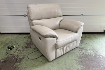 Afbeelding van Wit Lederen Elektrische Fauteuil - Mancini Italia