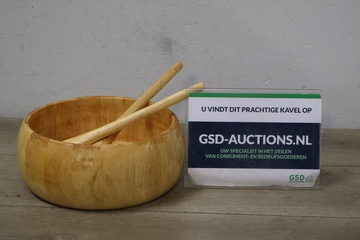 Afbeelding van Houten kom met seveerlepels