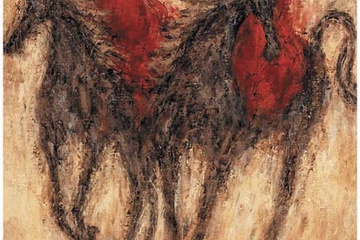 Afbeelding van Donna Dugan, Riding in the dessert, Afm: 60x80 cm