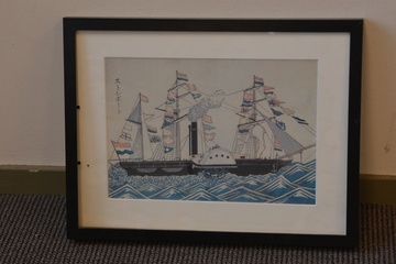 Afbeelding van Japanse artprint: 'Nederlanders in Nagasaki'.