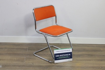 Afbeelding van Vintage Jaren '60 Chroom/Oranje Buisframestoel