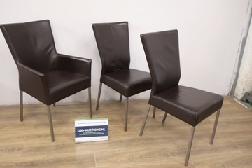 Afbeelding van Set van 3 Bruine Eetkamerstoelen''
