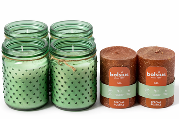 Afbeelding van Partij kaarsen: 4x groene citronella + 2x Bolsius rustiek