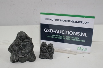Afbeelding van Set van 2 Canadese Inuit Sculpturen van A WOLF