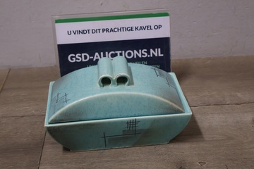 Afbeelding van Vintage Turquoise Keramische Botervloot