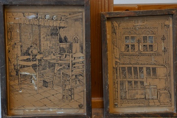 Afbeelding van Kavel van 2 antieke etsen, Door W.J. 1895