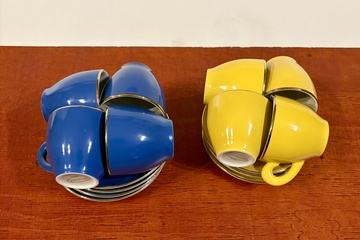 Afbeelding van Kopjes groen en Geel met goud randjes "Art Design"Duitsland