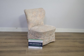 Afbeelding van Vintage Oudroze gestoffeerde fauteuil met bloemmotief