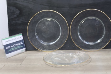 Afbeelding van Set van 3 Glazen Borden met Goudenrand'