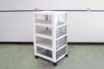 Afbeelding van Witte Opbergtrolley met 4-Lades van Iris Ohyama