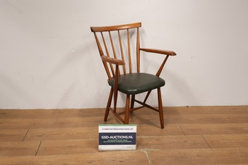 Afbeelding van Vintage Deense Spijlenstoel met Groene Zitting