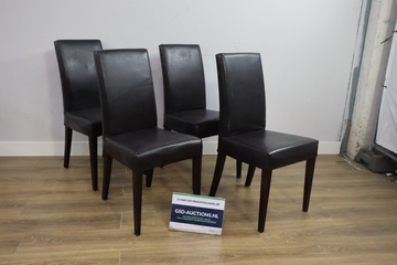 Afbeelding van Set van 4 Zwart Kunstleren Eetkamerstoelen