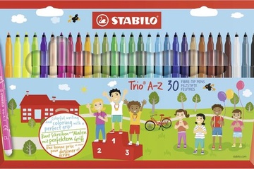 Afbeelding van STABILO Trio A-Z - Viltstift - Etui Met 30 kleuren