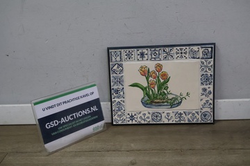 Afbeelding van Delfts blauwe tulpen wandtegel