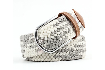Afbeelding van Geweven Riem - duo color - grijs/wit