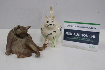 Afbeelding van Set van 2 Keramische Kattenbeelden