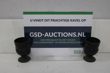 Afbeelding van Set van 2 Vintage Zwarte Kip-Eierdoppen