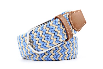 Afbeelding van Geweven Riem - duo color - beige / blauw