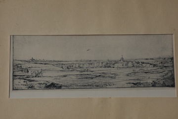 Afbeelding van Prent van een tekening van Rembrandt: Landschap. 1651