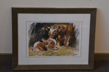 Afbeelding van Krijttekening van Dimphy: Koe met kalfje. 2019.